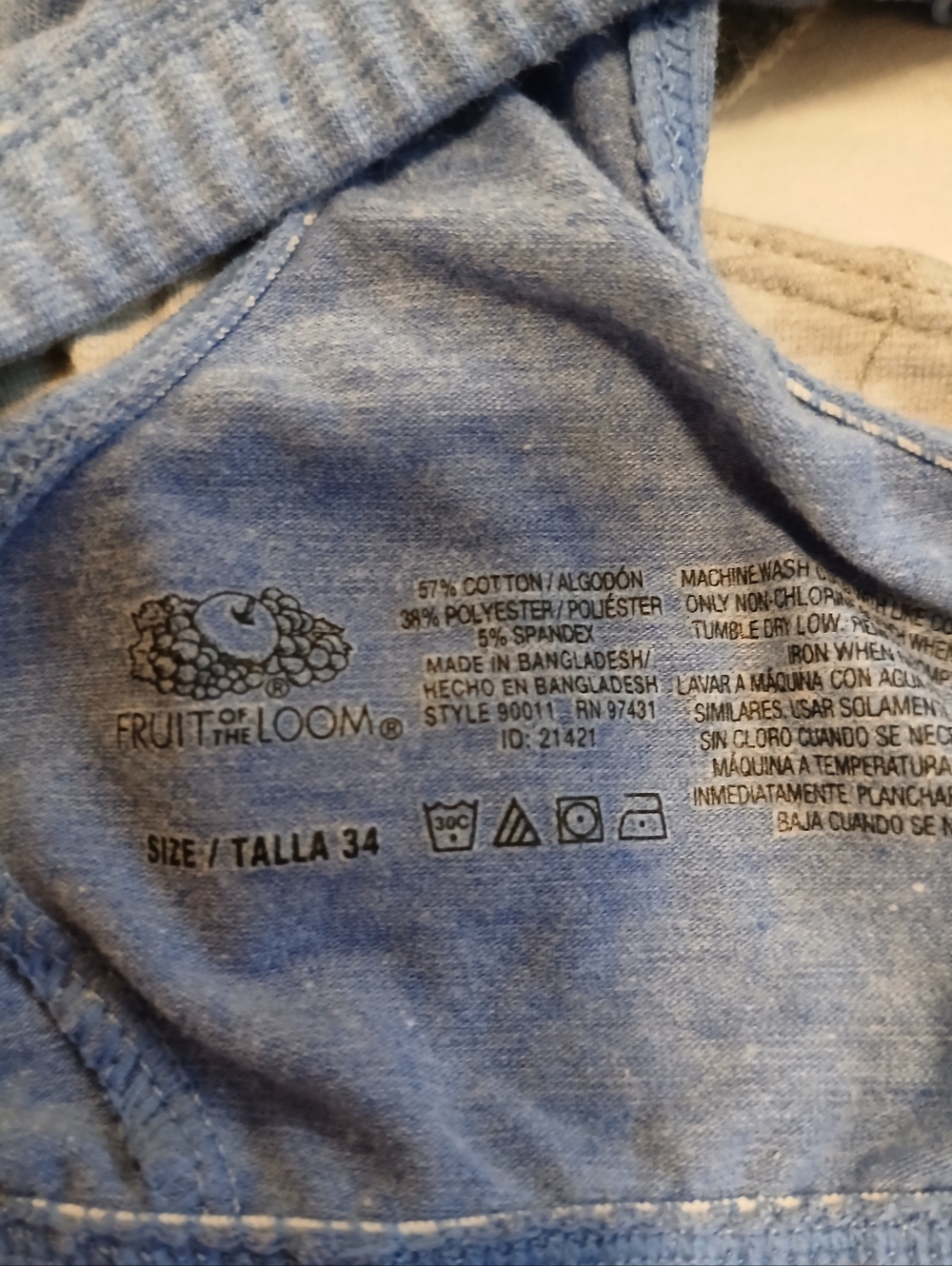 Fruit of the Loom Ladies Adjustable Shirred Front Racerback Sports Bra Size 34 - Picture 3 of 6